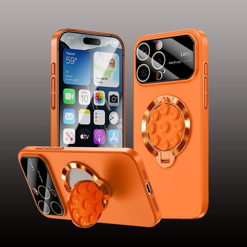 2-In-1 Magnetic Stand Case With Lens Film Protection For iPhone 16