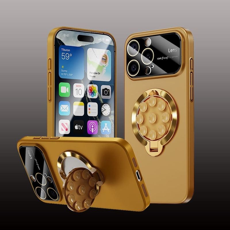 2-In-1 Magnetic Stand Case With Lens Film Protection For iPhone 16