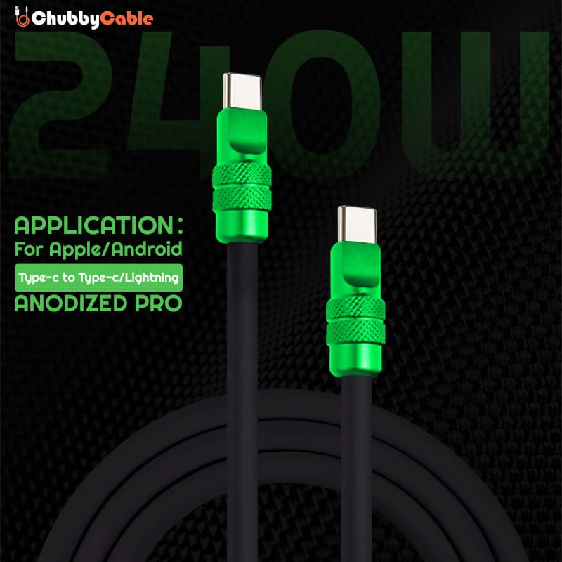 "Anodized Pro" 240W Reflective Shine Charge Cable C+Lightning