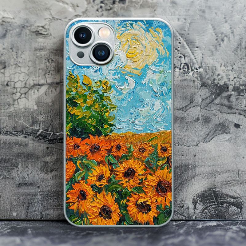 "Artistic Sunflower Reflection" Special Designed Glass Material iphone Case
