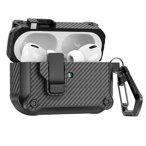 Automatic Pop-Up Carbon Fiber Headphone Case for Apple AirPods