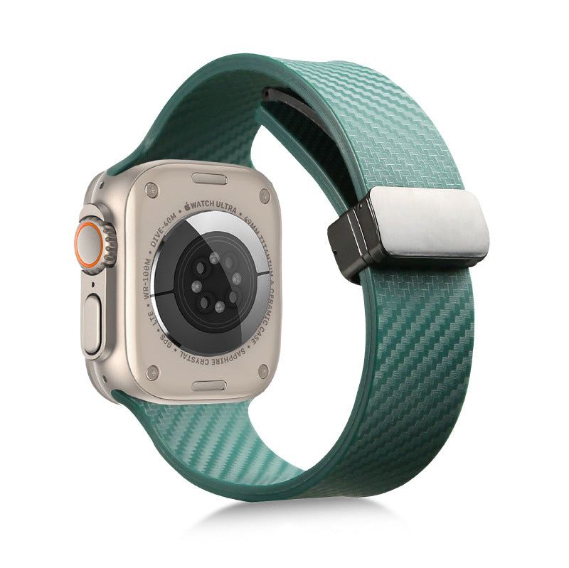 Carbon Fiber Pattern Magnetic Silicone Band For Apple Watch