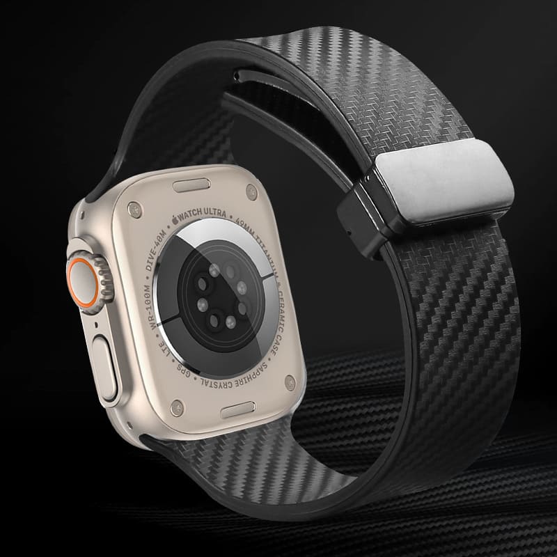 Carbon Fiber Pattern Magnetic Silicone Band For Apple Watch