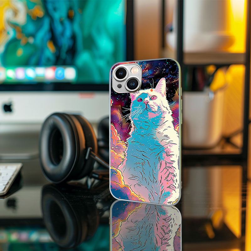 "Colorful Melody Cat Rider" Special Designed Glass Material iphone Case