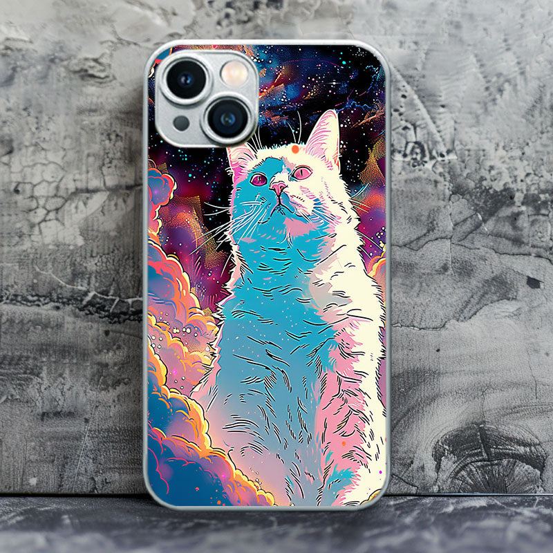 "Colorful Melody Cat Rider" Special Designed Glass Material iphone Case