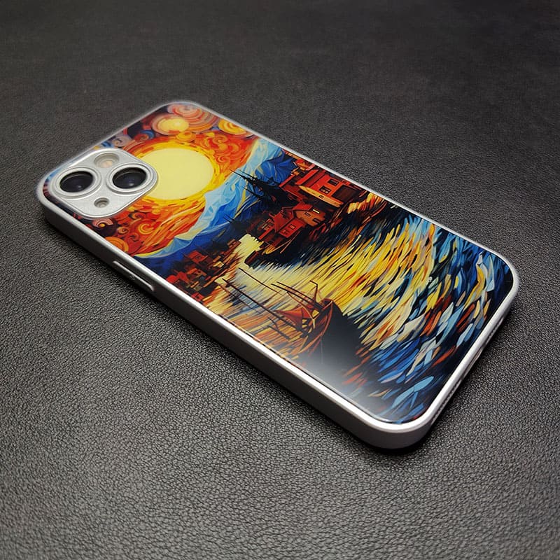 "ColorfulHeartSplash" Special Designed Glass Material iPhone Case