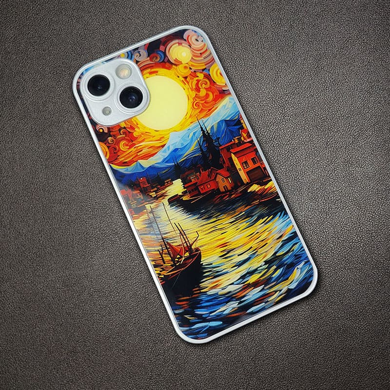 "ColorfulHeartSplash" Special Designed Glass Material iPhone Case