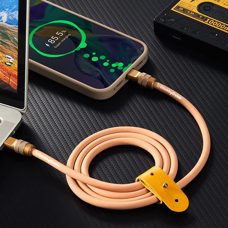 "Desert Titanium" Luxury Gold Charging Cable for iPhone 16 ProMax