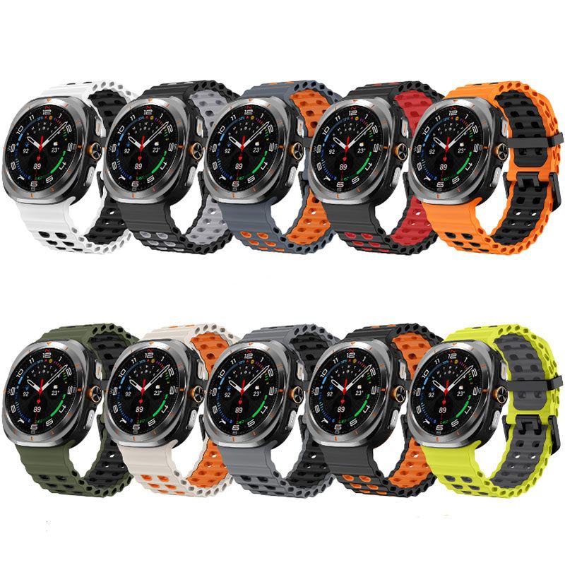 "Dual-Tone"Marine Silicone Double Buckle Sports Band for Samsung Galaxy Watch7 Ultra