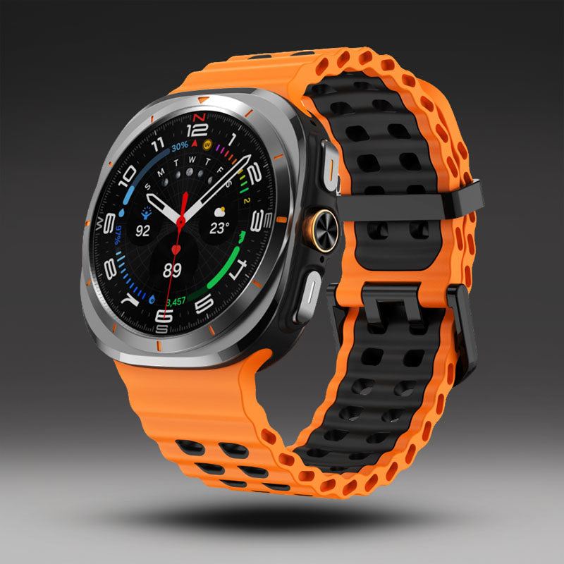 "Dual-Tone"Marine Silicone Double Buckle Sports Band for Samsung Galaxy Watch7 Ultra