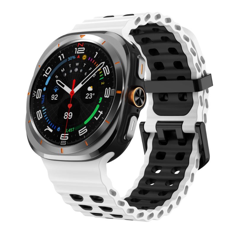 "Dual-Tone"Marine Silicone Double Buckle Sports Band for Samsung Galaxy Watch7 Ultra