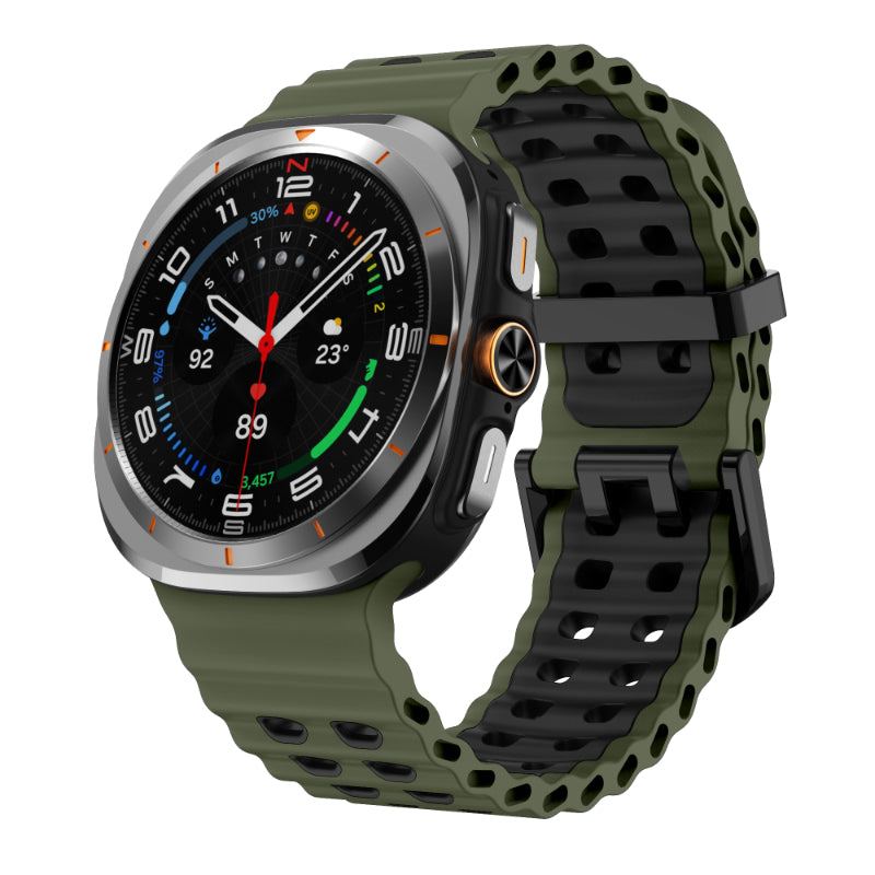 "Dual-Tone"Marine Silicone Double Buckle Sports Band for Samsung Galaxy Watch7 Ultra