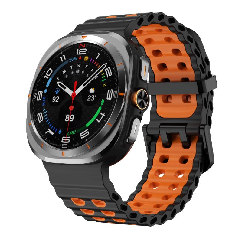 "Dual-Tone"Marine Silicone Double Buckle Sports Band for Samsung Galaxy Watch7 Ultra