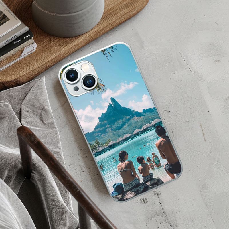 "FamilyBeachRockRelax" Special Designed Glass Material iPhone Case