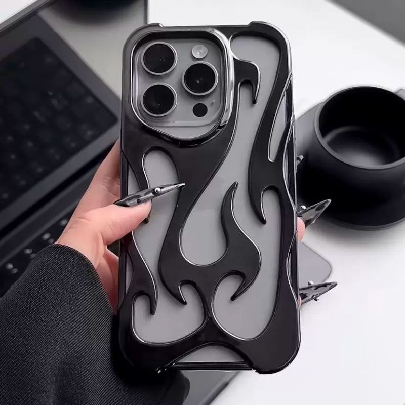 Flame Hollow Heat Dissipation Electroplating Anti-Fall Soft Case For iPhone