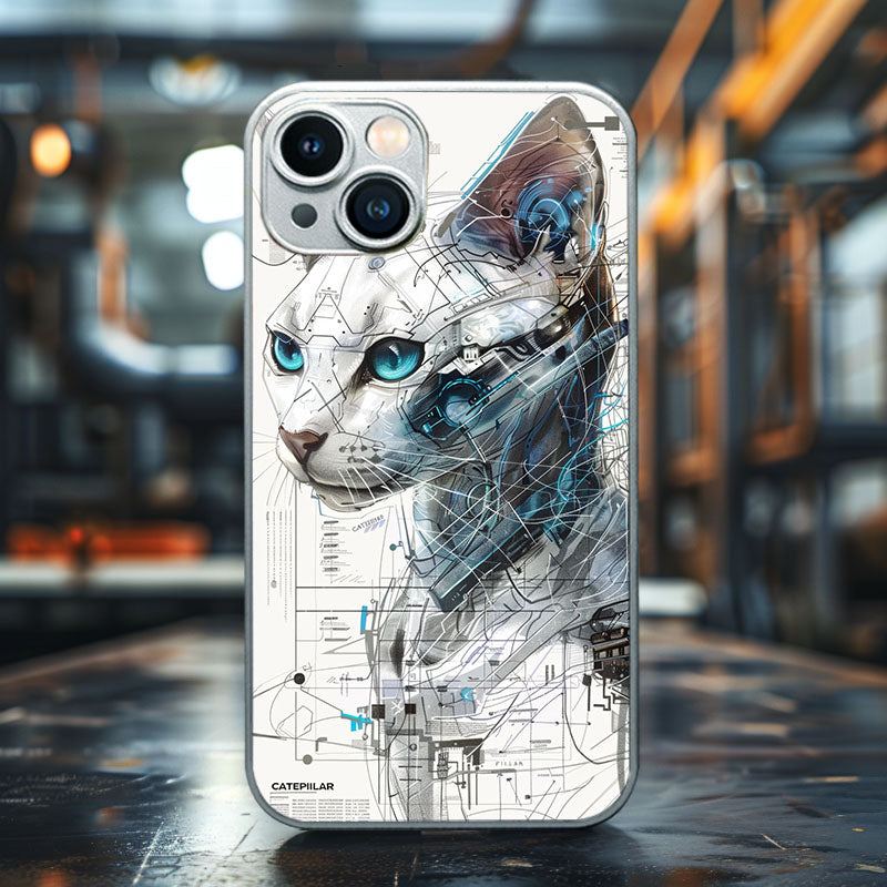 "Geometric Cat Shadow" Special Designed Glass Material iPhone Case