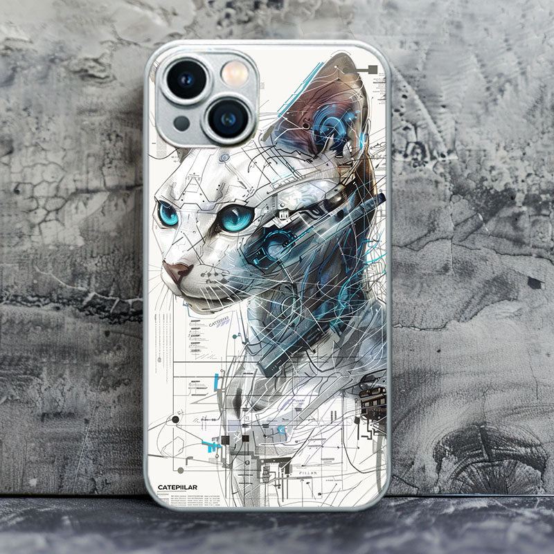"Geometric Cat Shadow" Special Designed Glass Material iPhone Case