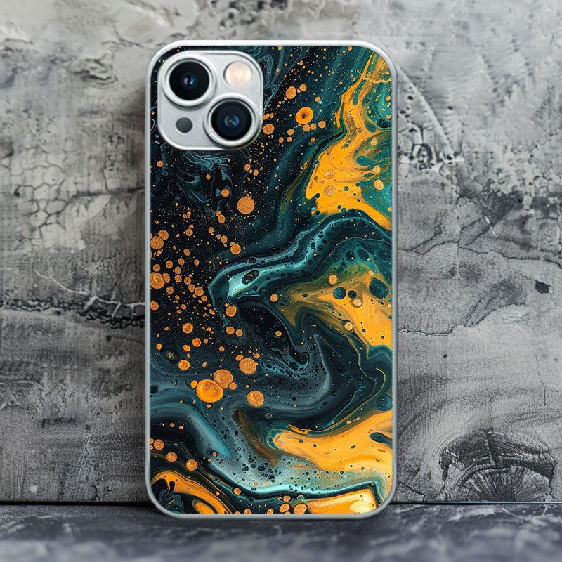 "Golden Tide and Blue Dream" Special Designed Glass Material iphone Case