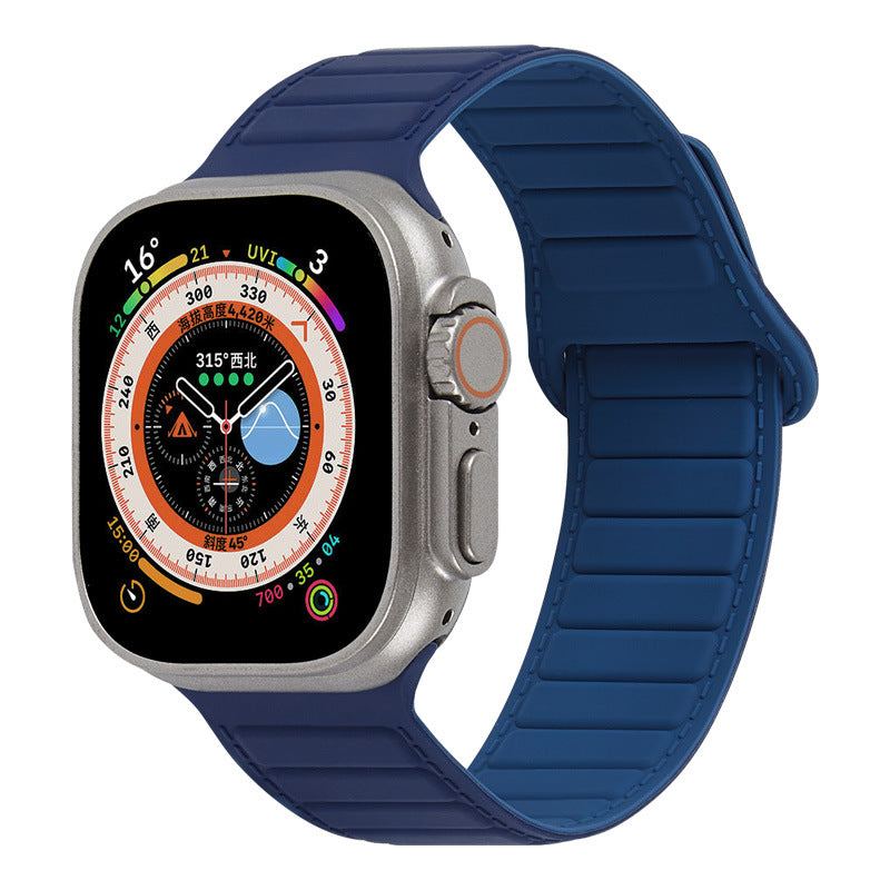 Leather Textured Silicone Magnetic Band For Apple Watch