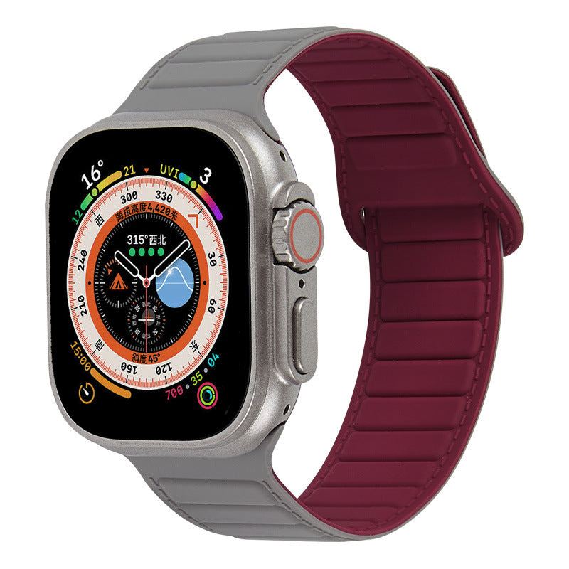 Leather Textured Silicone Magnetic Band For Apple Watch