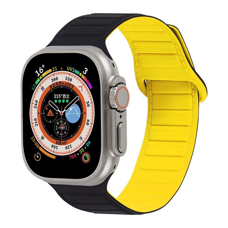 Leather Textured Silicone Magnetic Band For Apple Watch