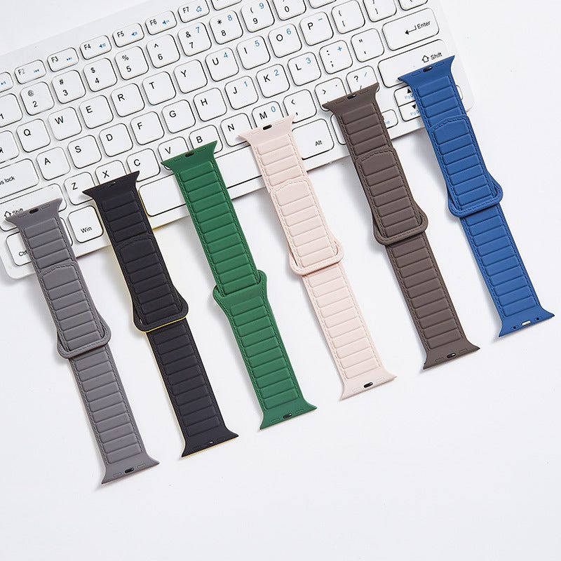 Leather Textured Silicone Magnetic Band For Apple Watch