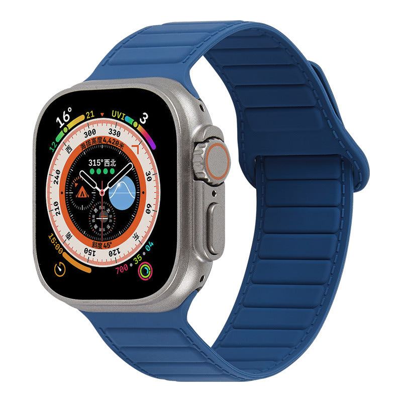 Leather Textured Silicone Magnetic Band For Apple Watch