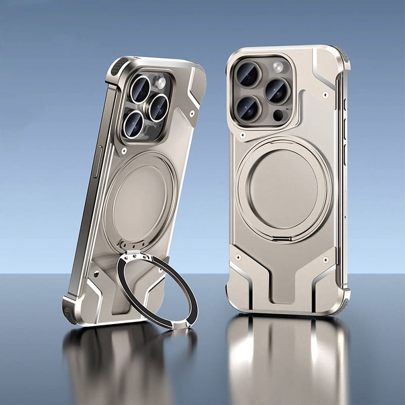 Mecha Style Metal 360° Rotating Stand Magnetic Phone Case