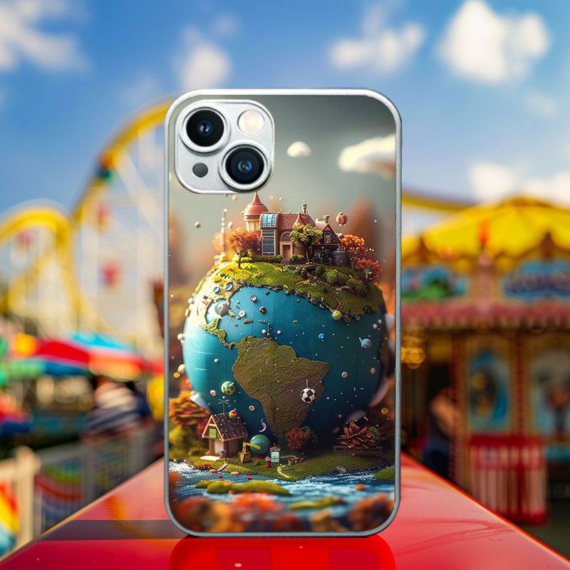 "MicroWorldHomescape" Special Designed Glass Material iPhone Case
