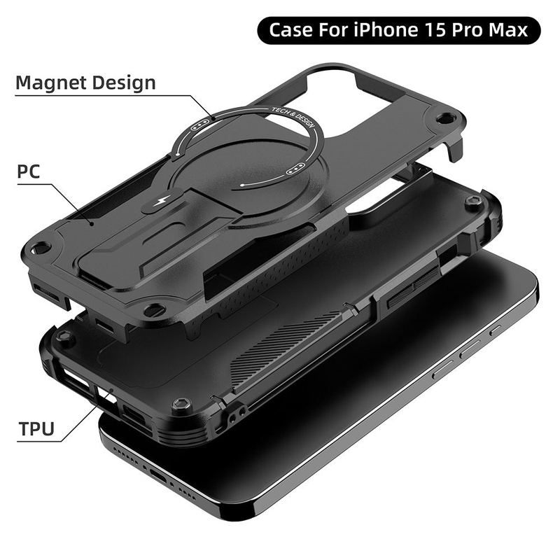 Military-Grade Drop-Proof Magnetic Phone Case With Hidden Stand