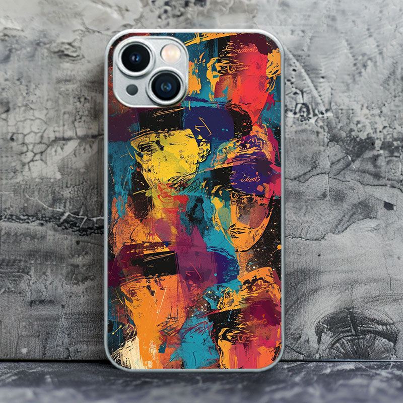 "OilBrushFaceMosaic" Special Designed Glass Material iPhone Case