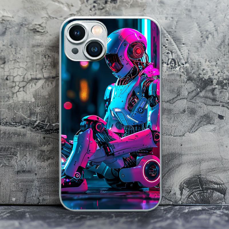 "PurpleMechNeonStreet" Special Designed Glass Material iPhone Case