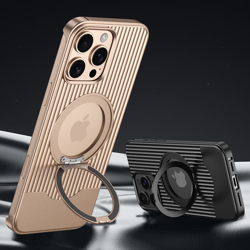 Retractable 360° Rotating Stand Metal Magnetic Phone Case