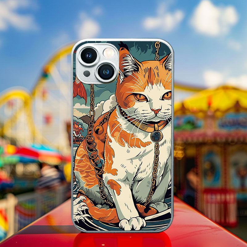 "Shipbound Orange Tabby" Special Designed Glass Material iPhone Case