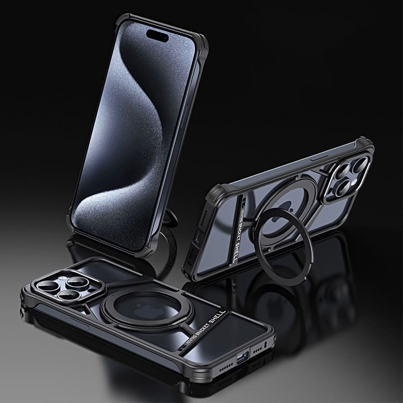 Skeletonized Metal Magnetic Phone Case with Stand