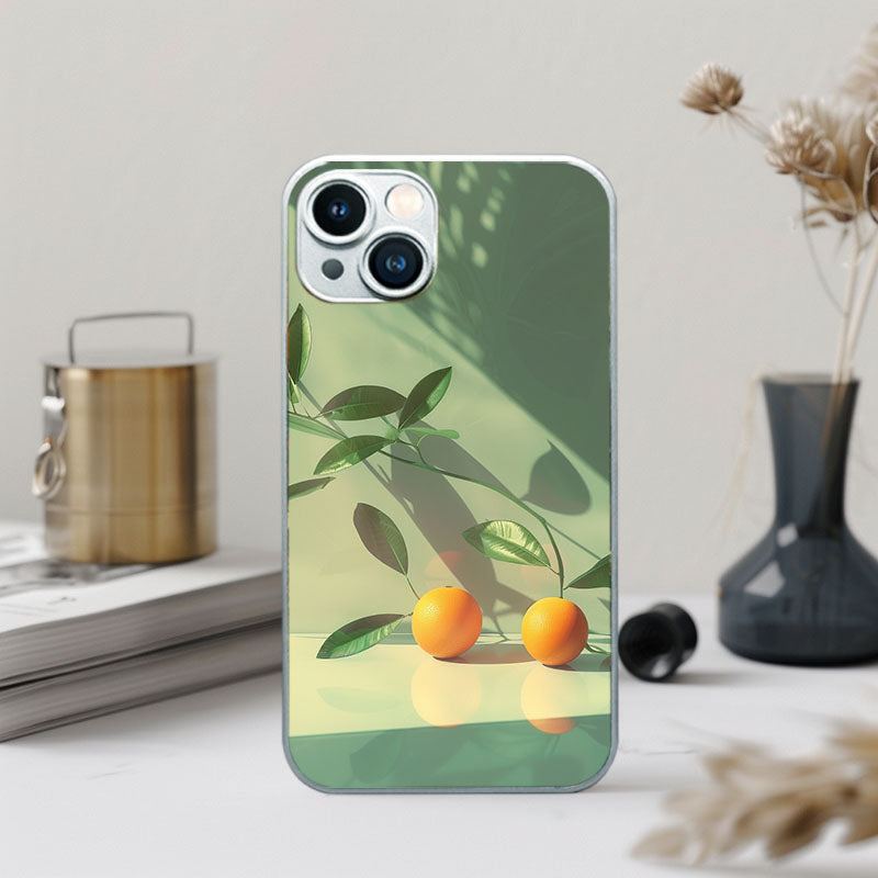 "SunlitOrangeShadows" Special Designed Glass Material iPhone Case