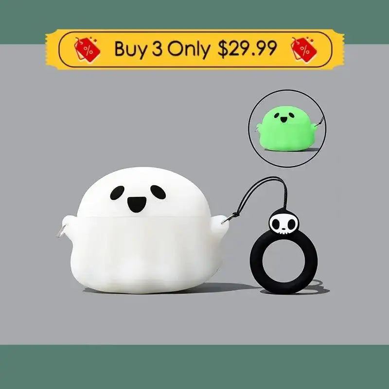 "White Ghost" Creative Silicone AirPods Case - Fluorescent Version